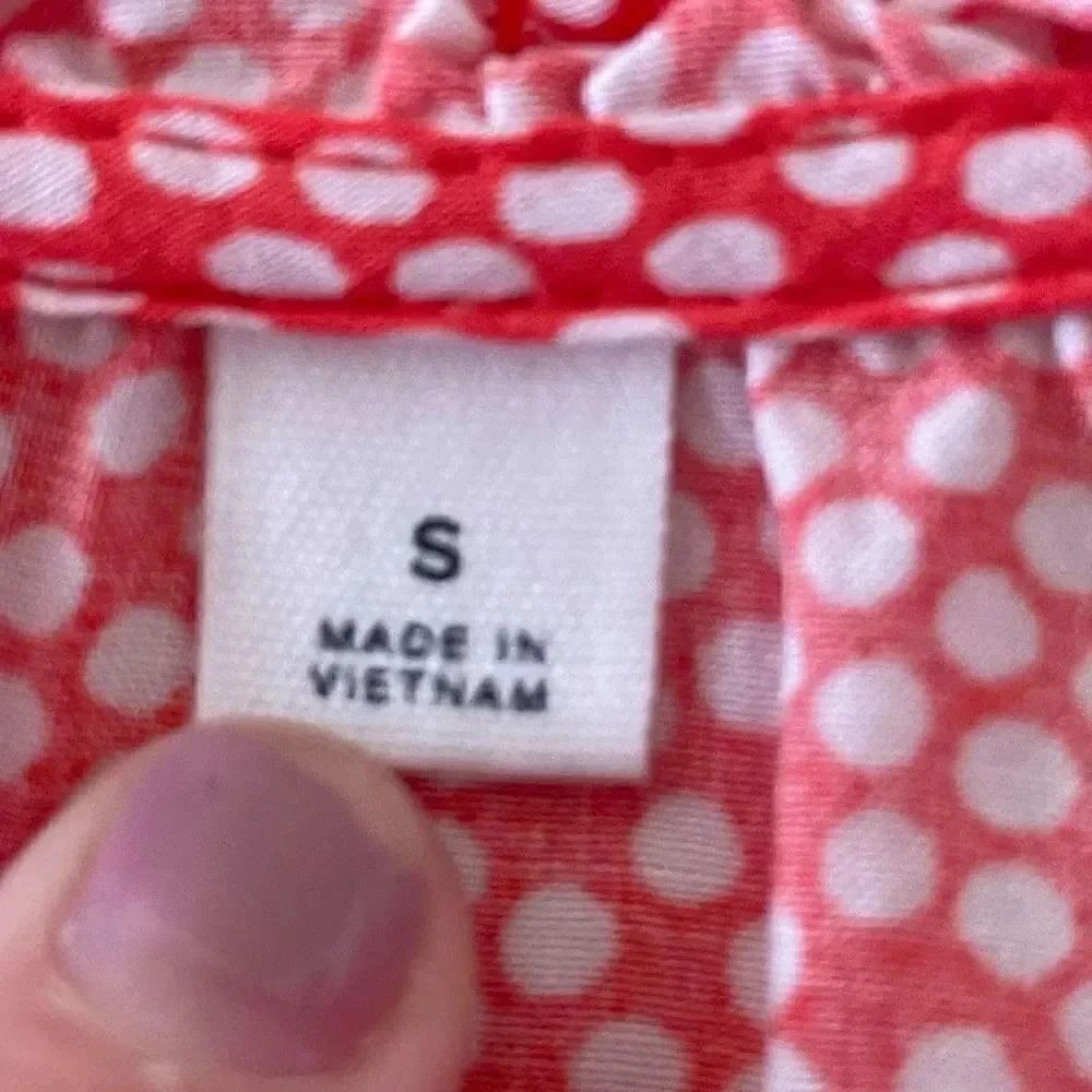 Gap Womens Sleeveless Top Red Coral Polka Dot Blouse SZ S #1389 - Picture 7 of 12